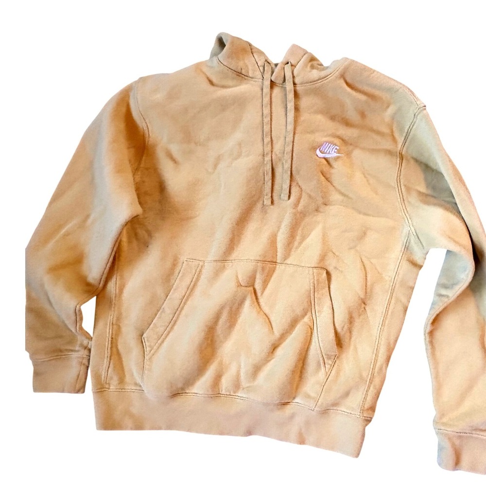 Nike‎ Sportswear Club Fleece Hoodie Mustard Yellow Tan Pullover Womens Medium